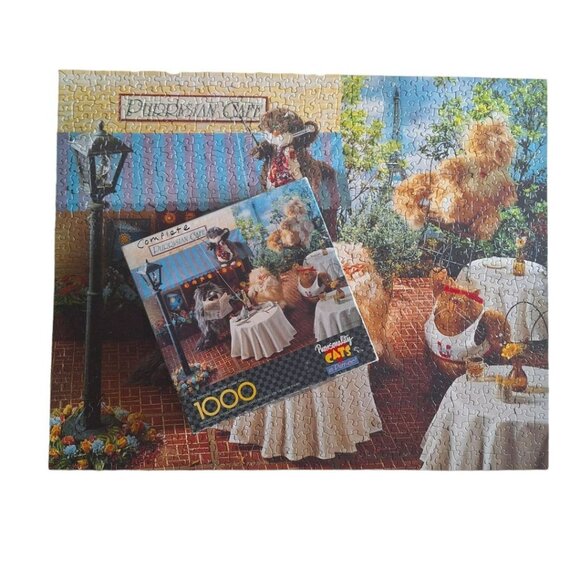Springbok Hallmark Cats Puzzle Purrrsonality Purrisian Cafe Funny Vintage 1000 - Picture 1 of 11